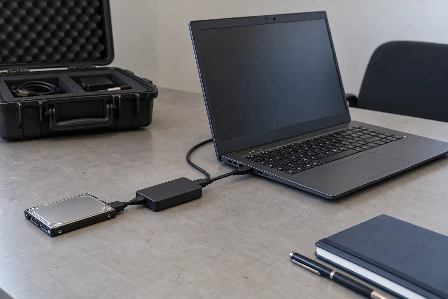 Moyens techniques portables préparés pour une intervention numérique sur site