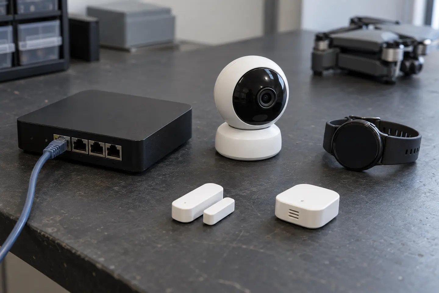 Objets connectés, capteurs et supports numériques préparés pour un examen technique